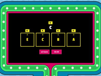 A-E Upper and lower case gameshow quiz