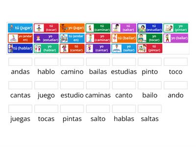  -AR verbs Match up (Present Tense -yo, tú)