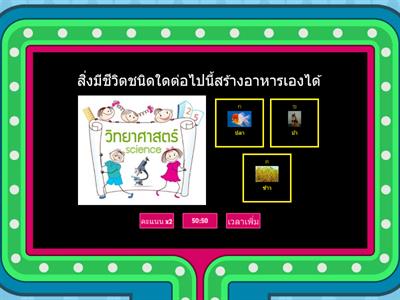 สิ่งมีชีวิตใดที่สร้างอาหารเองได้ ม.1