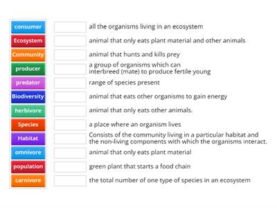  key term revision (Life on earth)