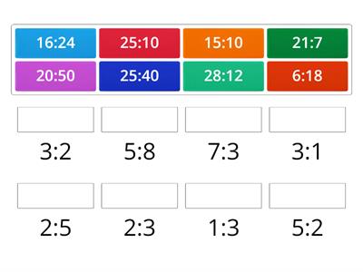 Match the ratio with it's simplest form.