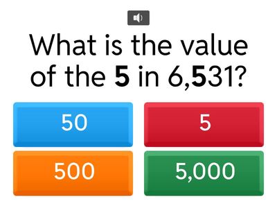  Place Value - value of the number to 1,000s