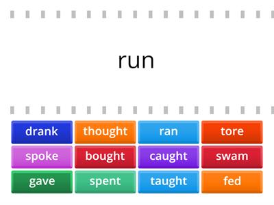 Y3 irregular verbs past tense flip tiles