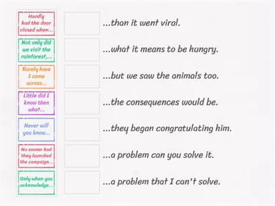 Match to make sentences (inversion)