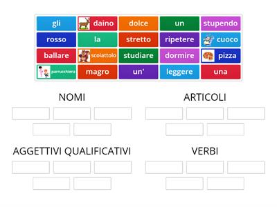 CLASSE TERZA  ARTICOLI-NOMI-AGGETTIVI QUALIFICATIVI-VERBI