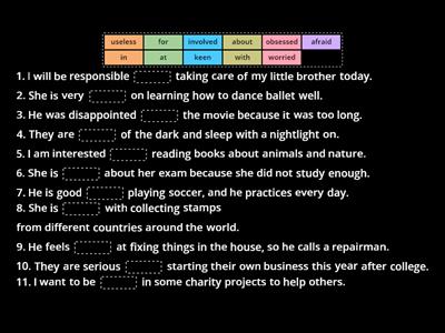 Focus 2 Unit 1.7 adjectives + prepositions