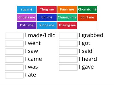 Irish Verbs - Past Tense (11 irregular)