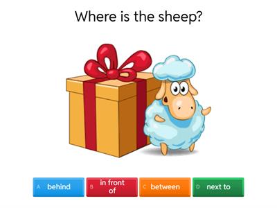 behind, next to, between, in front of