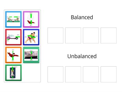 Balanced and unbalanced forces card sort
