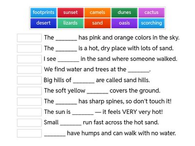 2 - Deserts - Fill in the Blanks