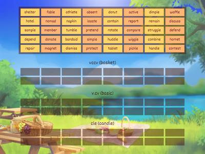 Syllable Division Patterns vccv vcv and cle