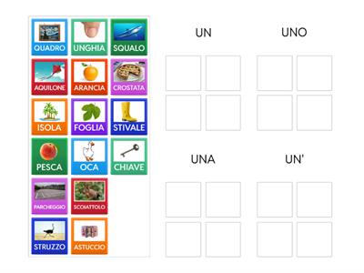 Gli articoli UN - UNO - UNA - UN'