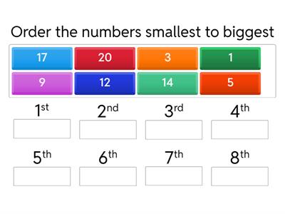Ordering numbers to 20