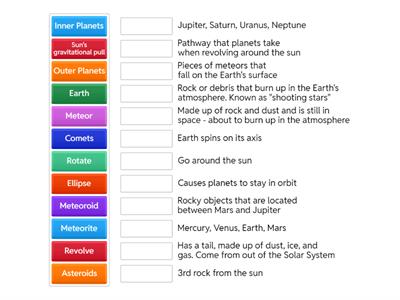 TMS 25 Asteroids, comets, meteors