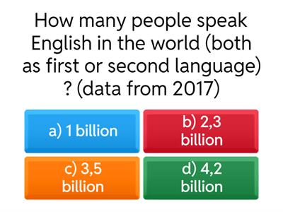 Quiz - English in the world and Cambridge exams