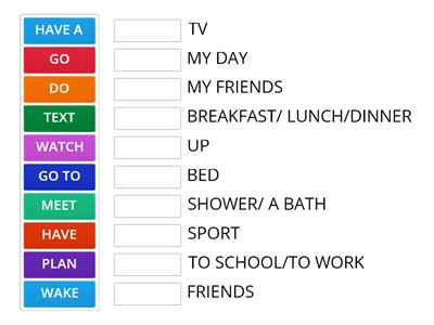 WW1 Unit 3  Daily routine (match up)