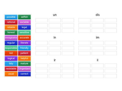 Negative adjective prefixes (intermediate)