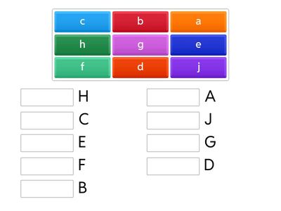 Aa-Jj lower/uppercase drag and match
