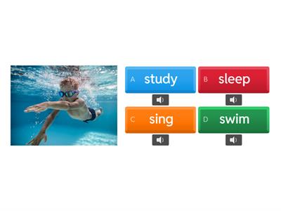 Action Verbs swim / study / walk / laugh / cry / think