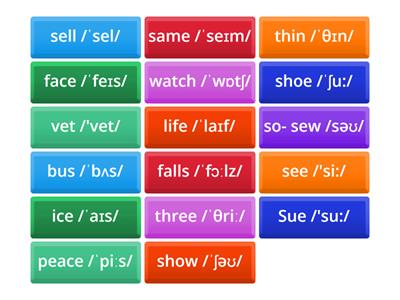 Minimal Pairs - Fricatives/Affricates