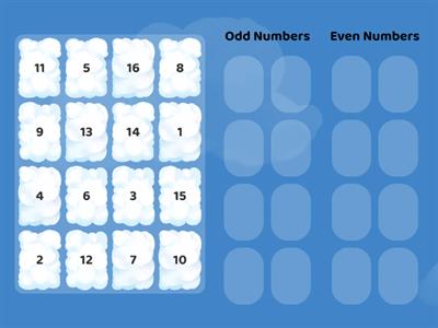 Classify as odd and even numbers 