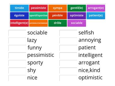 personality adjectives