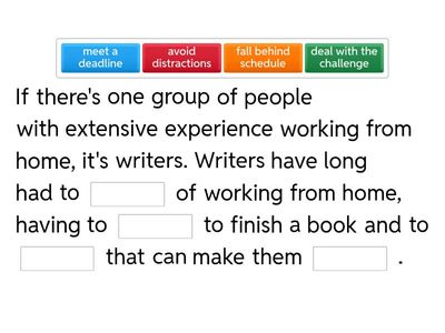 Working from home - Cloze