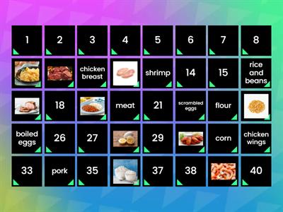 Foods and drinks - memory game - advanced