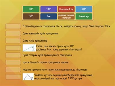 сума кутів трикутника. Нерівність трикутника