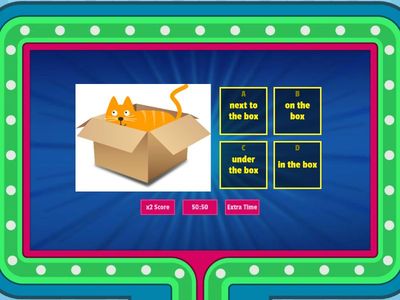 Prepositions: in, on, under, behind, next to, in front of