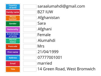  Form-filling Entry 1 ESOL