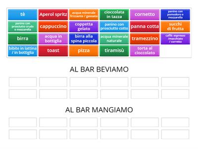 Al bar mangiamo /beviamo...