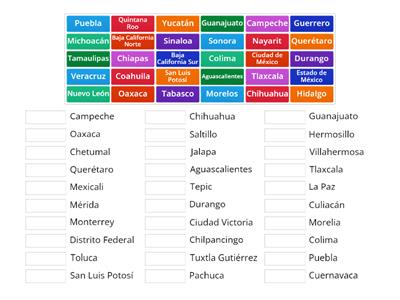  Estados  y capitales de México