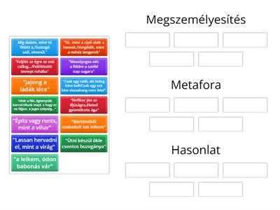 Hasonlat, Metafora, Megszemélyesítés