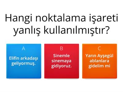 2. Sınıf Türkçe Noktalama işaretleri