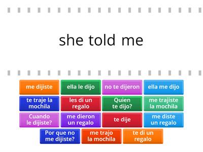 objetos indirectos con decir, dar y traer