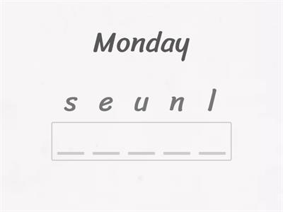 Spanish Calendar- Rearrange the Letters