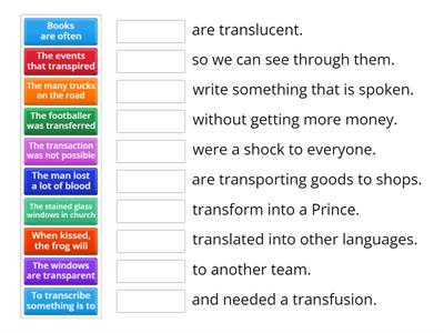 Prefix trans- vocab match up