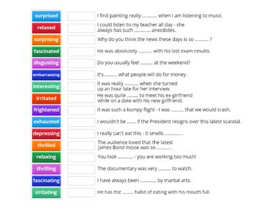 B1: -ed/ing Adjectives Match Up