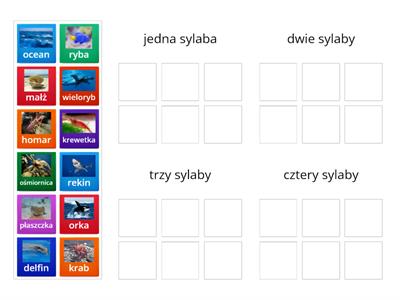 Zwierzęta morskie - sylaby