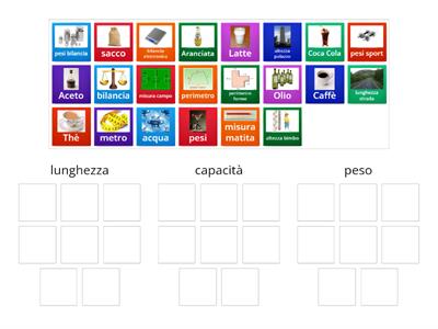 Associa gli elementi alla categoria giusta