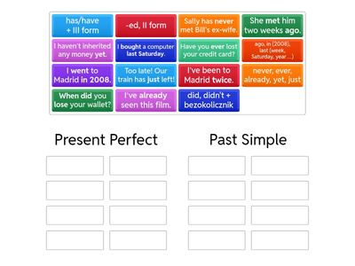 Present Perfect or Past Simple - sorting EF Intermediate file 2