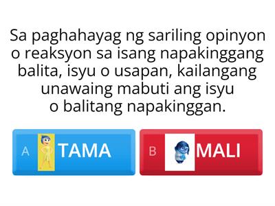 Filipino 6 Papapahayag ng opinyon o reaksiyon