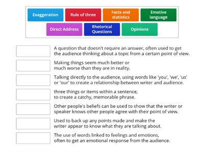 Persuasive techniques Match Up