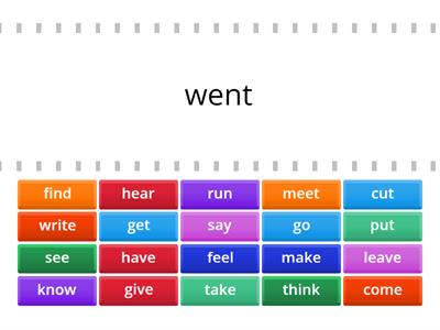 Irregular past verb match