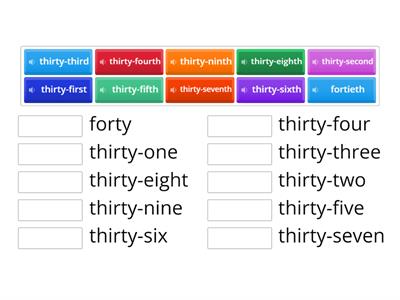 31-40:  ORDINAL NUMBER (số TT), CARDINAL NUMBER (số đếm)