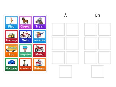 prépositions avec les transports