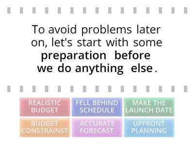 MANAGING PROJECTS - VOCABULARY