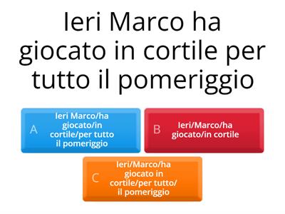 Dividi correttamente in SINTAGMI