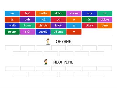 SLOVNÉ DRUHY - rozdeľ slová na ohybné, neohybné